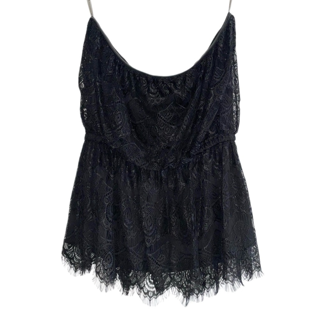 Boston Proper Black Lace Sleeveless Peplum Tube Top - S - Picture 2 of 8